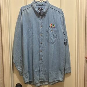 Vintage XL Three Rivers Respiratory Care Men's Blue Denim Shirt